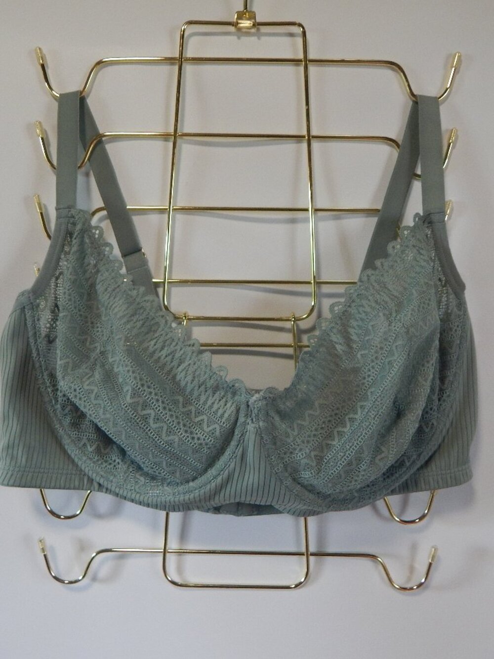 ArulaI Bra Lace Balconette Sage Unlined Sheer Underwire Size 38DDD and 42DD NWT